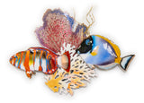 Surgeon & Tusk Fish with Sea Fan and Coral Wall Sculpture