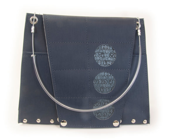 Flap Circle Purse in Navy, Blue Hex