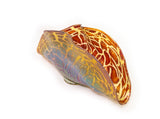Clam Shell Bowl in Copper Ruby, Iris Gold Crackle