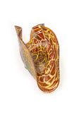 Clam Shell Bowl in Copper Ruby, Iris Gold Crackle