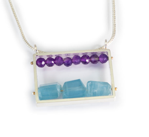 Horizontal Rectangle Frame Necklace - NLRS11S