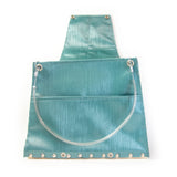 Flap Circle Purse in Blue Lines, Green and Teal