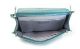 Flap Circle Purse in Blue Lines, Green and Teal