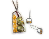 Irregular Shaped Earring with Labradorite and Citrine
