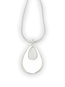 Large Flat Drop Silver Necklace PRO13543S