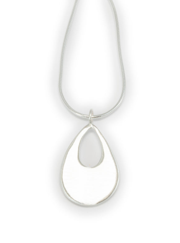 Large Flat Drop Silver Necklace PRO13543S