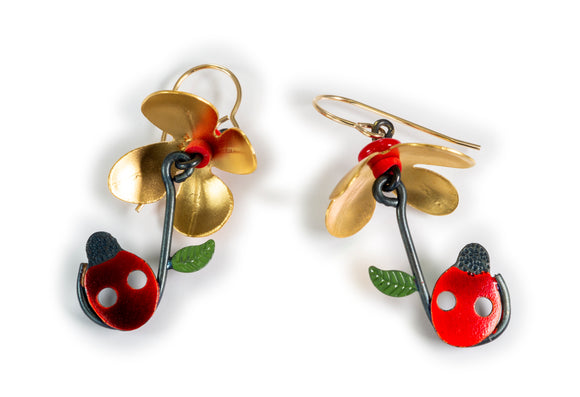 Lady Bug Umbrella Earrings