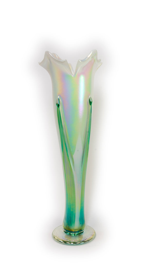 Iridized White Flower Vase