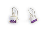 Small Square Earrings with Amethyst - EMJ01S
