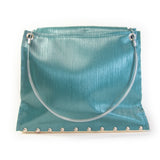 Flap Circle Purse in Blue Lines, Green and Teal
