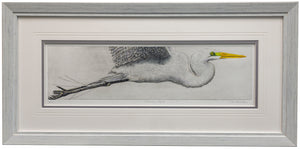 "Taking Flight" & "Soaring Egret" - Pair of Framed Etchings by Nancy Charles